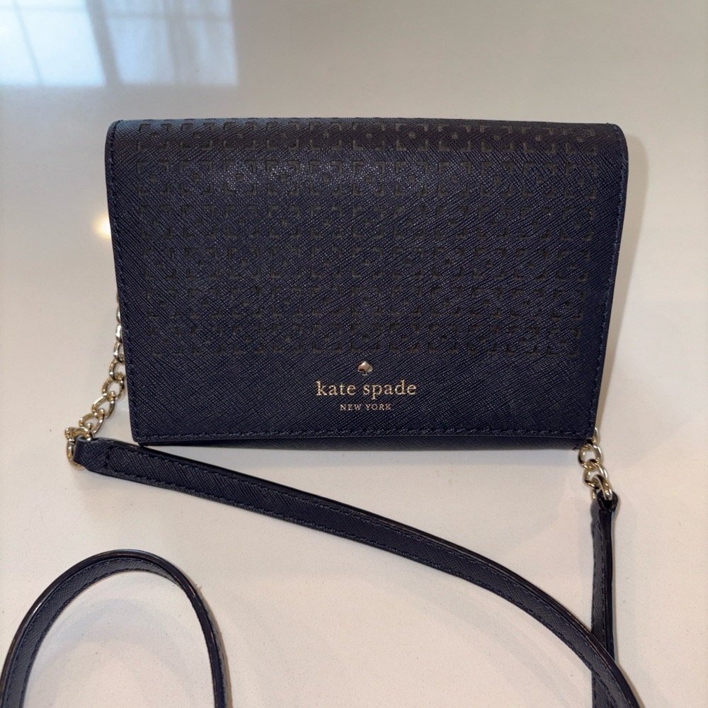 KATE SPADE Navy Cedar Street Cami Perforated crossbody/clutch purse.